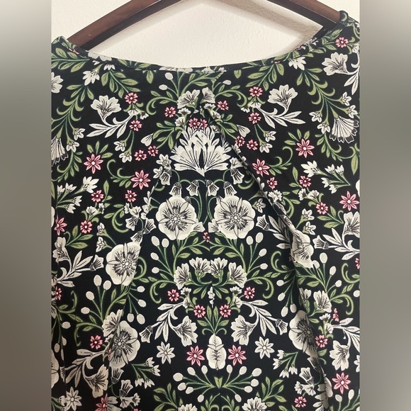 J Jill Wearever Large Floral Long Sleeve Tunic Top Basic Pleated Back - Picture 4 of 6